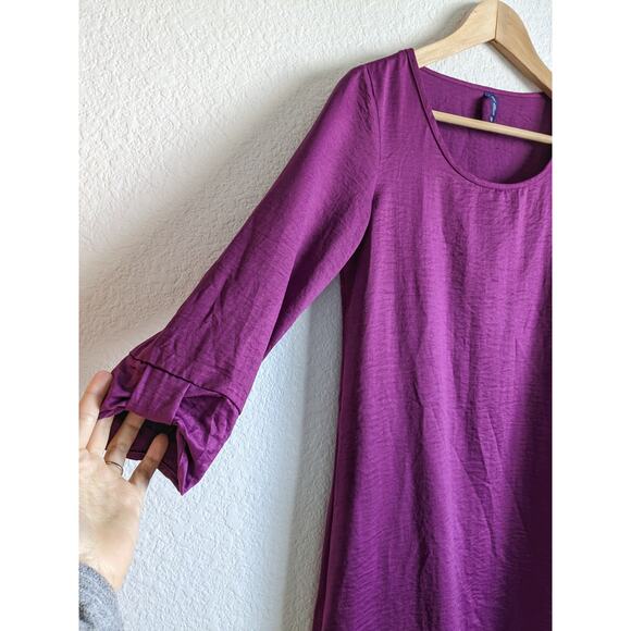 FINAL TOUCH Purple 3/4 Sleeve Shift Dress Size Small - Picture 2 of 6